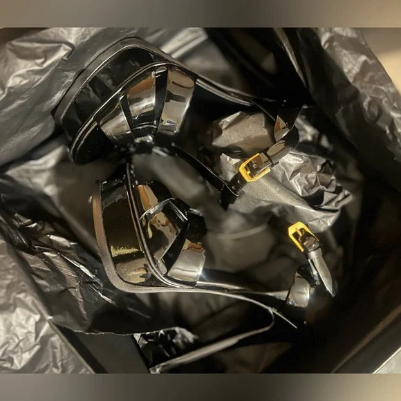 $1150 Sz 36-6 YSL Yves Saint Laurent black Patent Leather Platform Tribute Heel - Picture 8 of 10